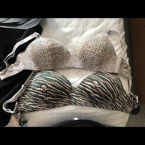 Wireless animal print bras